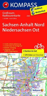 Kompass Großraum-Radtourenkarte Sachsen-Anhalt Nord - Niedersachsen Ost, 2 Bl.