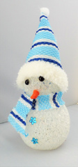 Weihnachtsdekoration Mini Schneemann mit LED-Farbwechsel blau