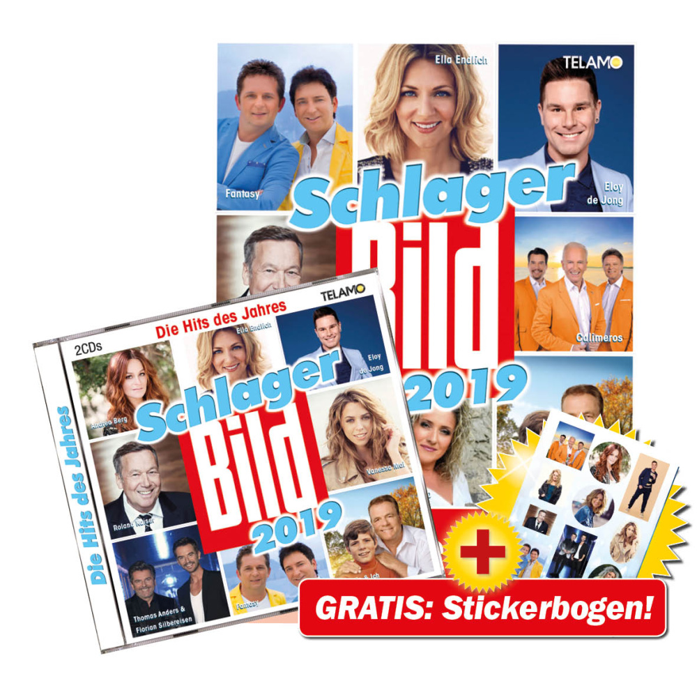 Schlager BILD 2019 CD+DVD-Paket + GRATIS Stickerbogen