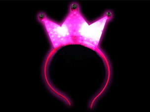 LED-Haarreifen Krone rosa