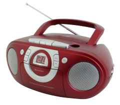 Radio, CD-Player und Kassettenrekorder mit Kopfhörerbuchse - Rot