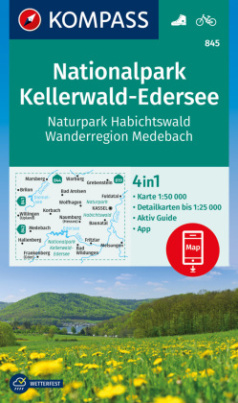 KOMPASS Wanderkarte Nationalpark Kellerwald-Edersee, Naturpark Habichtswald, Wanderregion Medebach