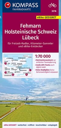 KOMPASS Fahrradkarte 3316 Fehmarn, Holsteinische Schweiz, Lübeck 1:70.000