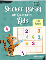 Sticker-Rätsel für Kindergarten-Kids. Erste Zahlen