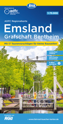 ADFC-Regionalkarte Emsland Grafschaft Bentheim mit Tagestouren-Vorschlägen, 1:75.000, reiß- und wetterfest, GPS-Tracks Download